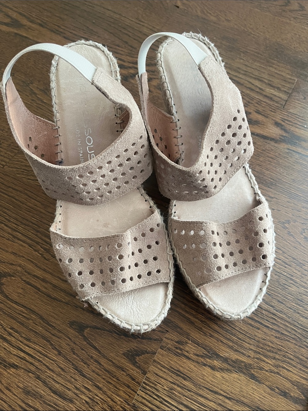 Andre Assous Taupe Perforated Suede Espadrille Sandals